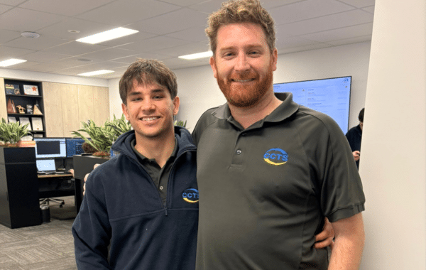 CCGT apprentice Isaac and Robert O'Donoghue, Managing Director, CCTS