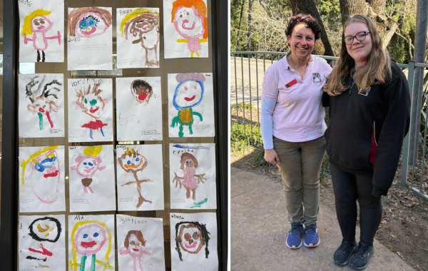 Mountain Community Children’s Centre Director Louisa with trainee Emma outside the Centre.