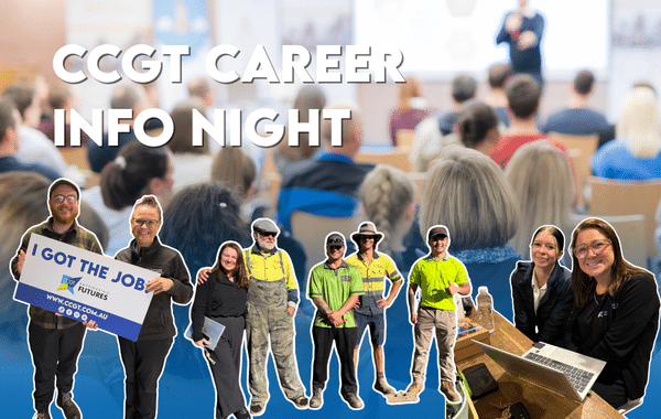 School finishers, apprentices, trainees and local employers promoting CCGT’s Career Information Session at Mingara on the Central Coast.
