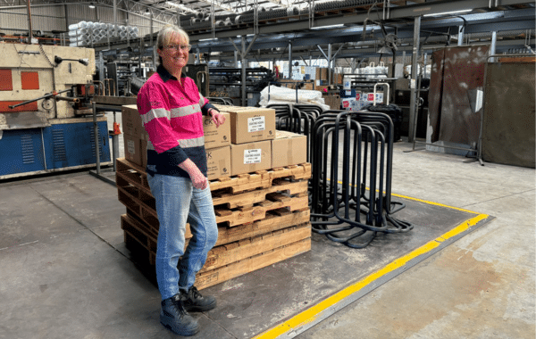 A female employee at ManufactHER participating business Profence Protective Fencing
